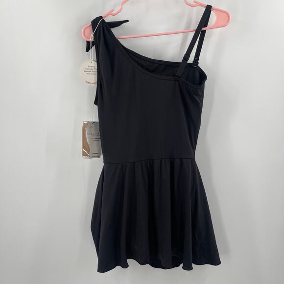 Contours by Coco Reef Swimsuit Size 12/36D One Shoulder Sarong Rosaline Black - Picture 5 of 16